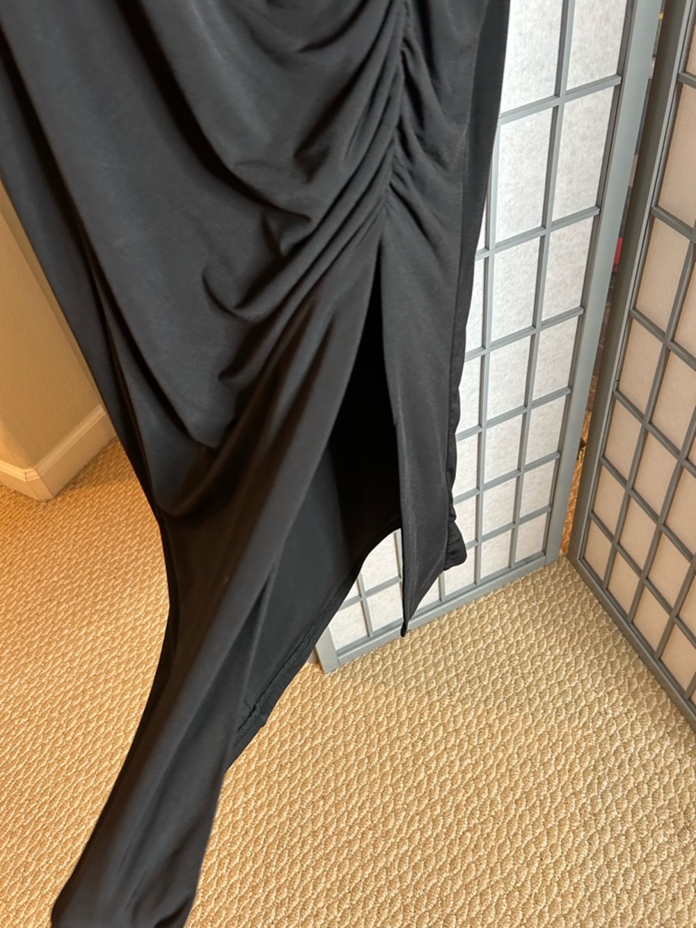 NWT Evereve Black Sleeveless Midi Dress with Side Ruching - Picture 3 of 5
